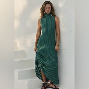 NWT FREE PEOPLE HARLEY SWEATER MAXI DRESS SIZE XS IN GREEN TURTLENECK